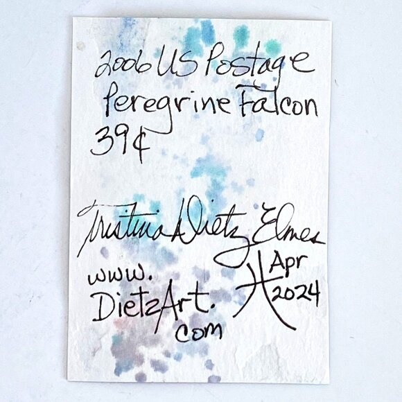 ACEO Original Mixed Media Art Vtg 1991 US Postage Stamp Tristina Dietz Elmes ATC - Picture 3 of 3